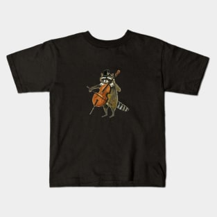 Raccoon Cellist Kids T-Shirt